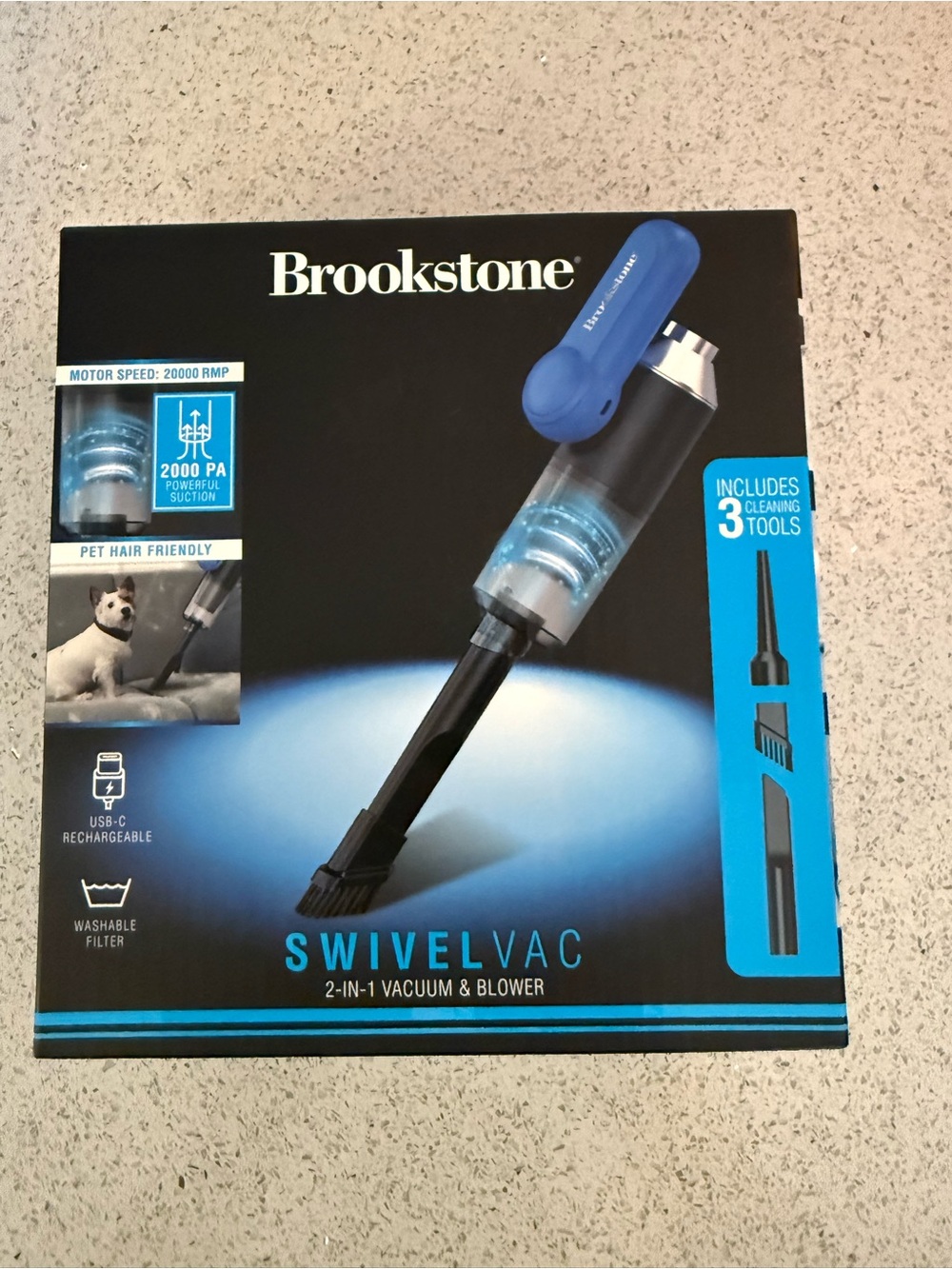 Brookstone SwivelVac 2-in-1 Vacuum & Blower - Blue and Black NWOT